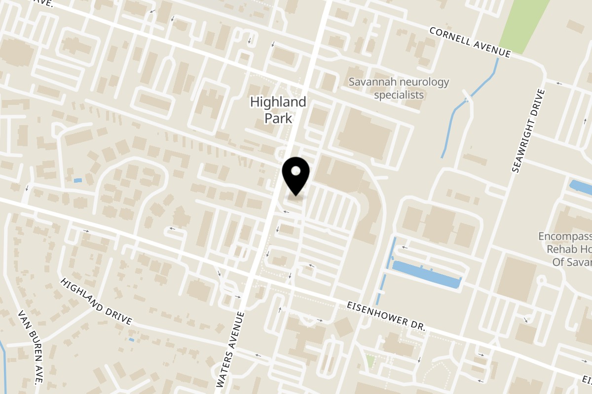 Map showing the location of BowTie Barbecue Co. on 6724 Waters Ave in Savannah